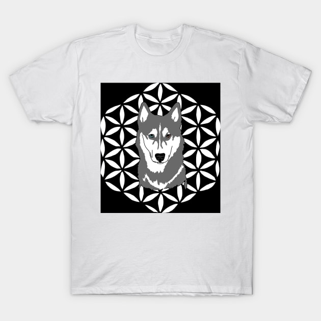 Husky flower of life T-Shirt by Noamdelf06